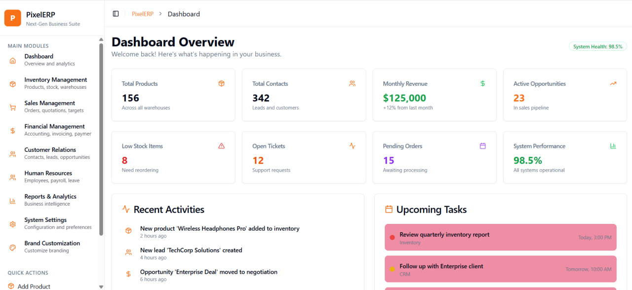 Pixel ERP Dashboard