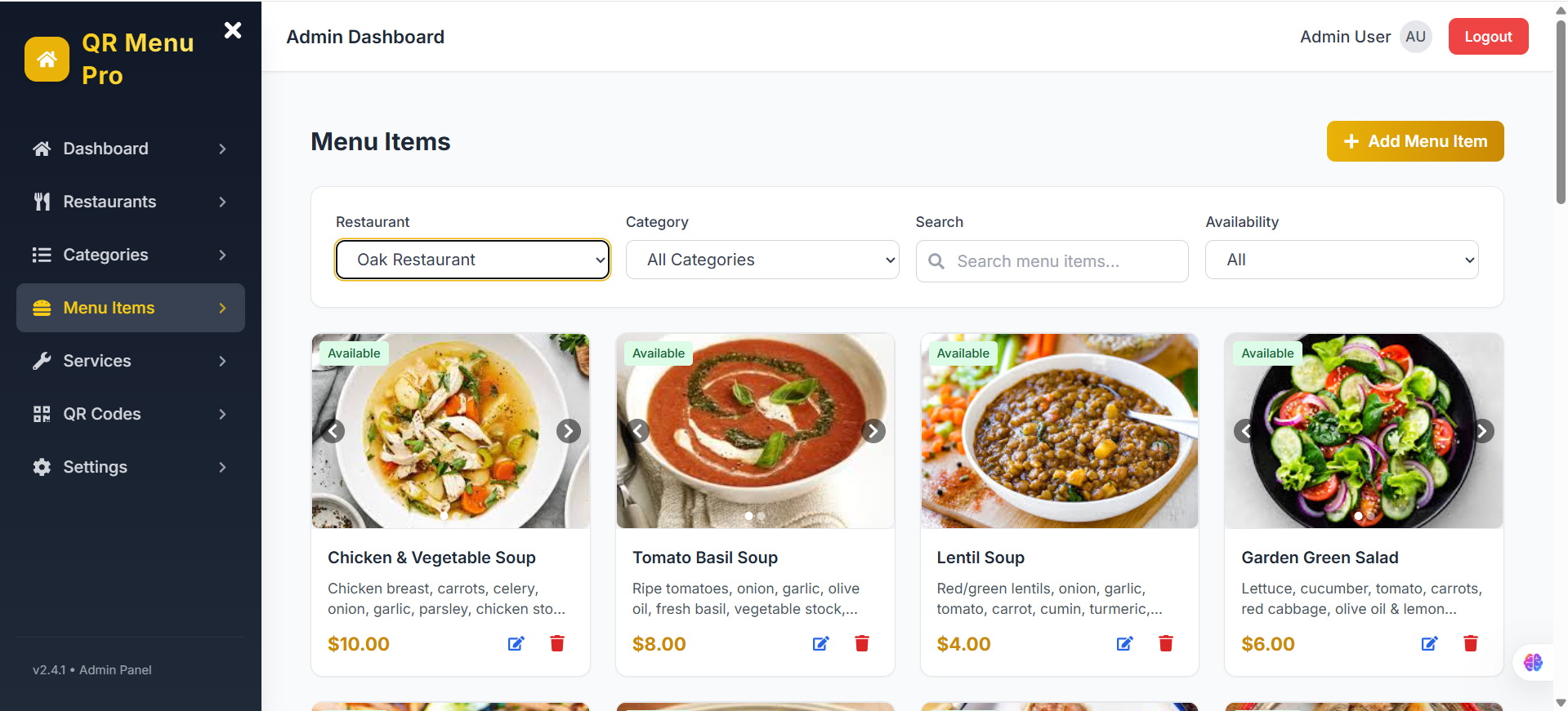 Digital Restaurant Menu Solution